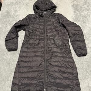 Lands End Down Puffer Jacket Womens Large 14-16 Long Hooded Jacket